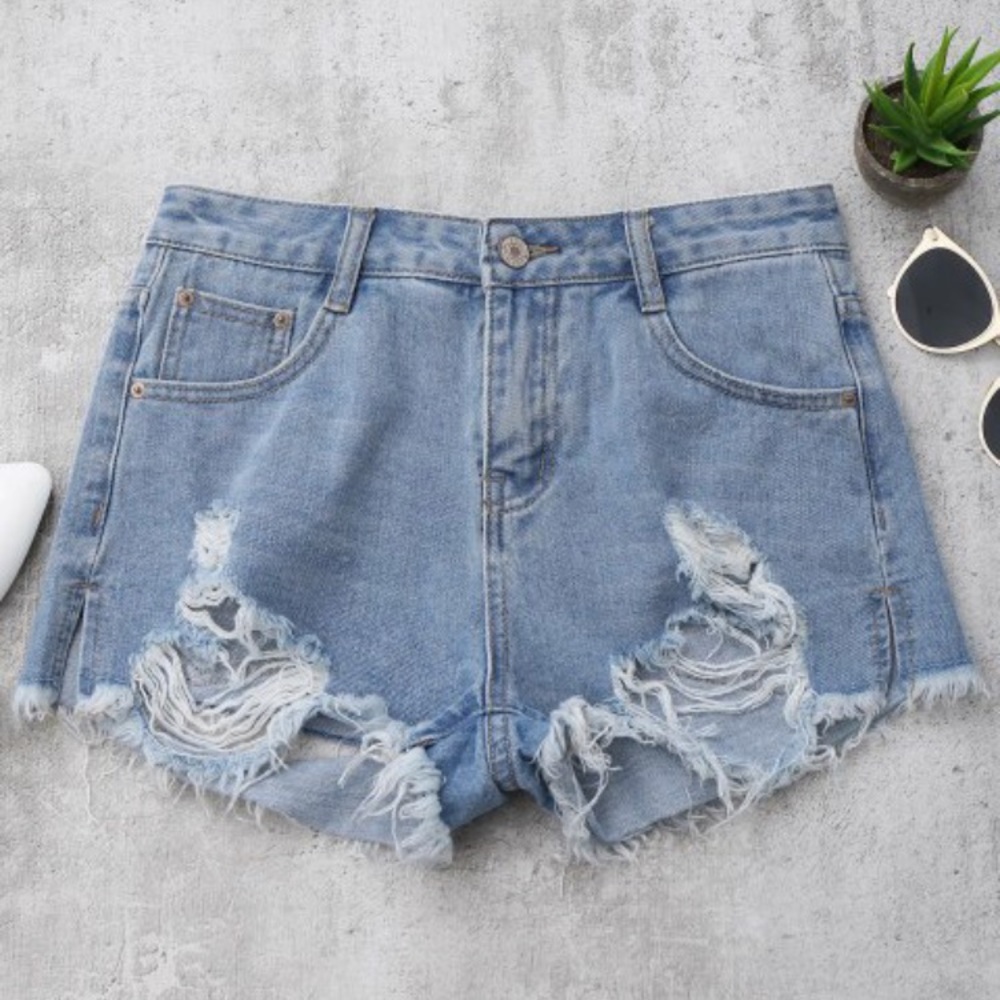 Distressed Denim Cutoff Shorts